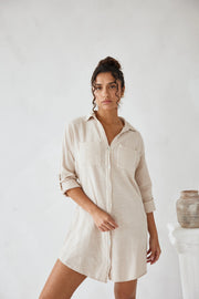 Millie Shirt Dress in Beige 49052