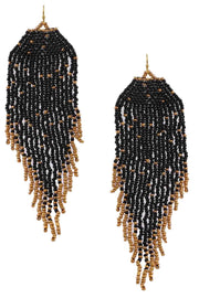 Black and Gold Beaded Earrings
