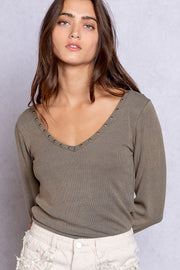 Austen Studded Long Sleeve in Grey