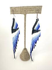 Blue Tribal Beaded Earrings