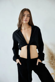 Zaya Tie Top in Black 48215