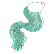 Oversized Seed Beaded Fringe Choker Necklace
