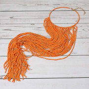 Oversized Seed Beaded Fringe Choker Necklace