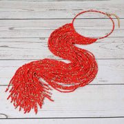Oversized Seed Beaded Fringe Choker Necklace