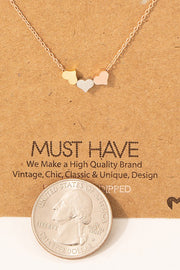Three Tone Dainty Heart Necklace