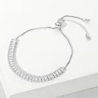 Stainless Steel Emerald Cut CZ Tennis Bracelet