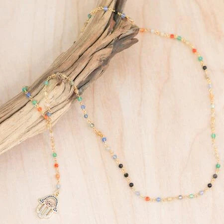 Naples Crystal Hamsa Necklace