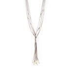 Lucero Freshwater Pearl Suede Necklace in Grey