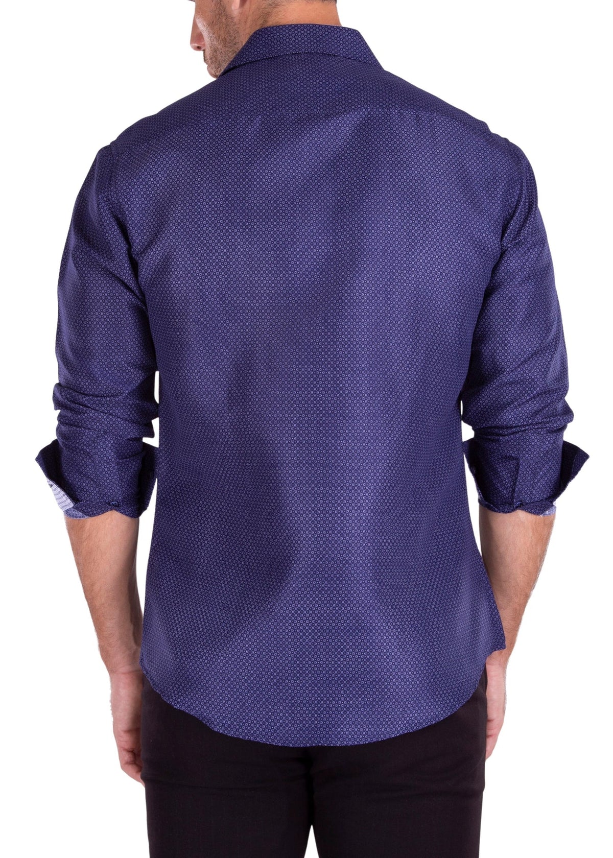 Navy Button-Down with White Cuffs/ Style 212385