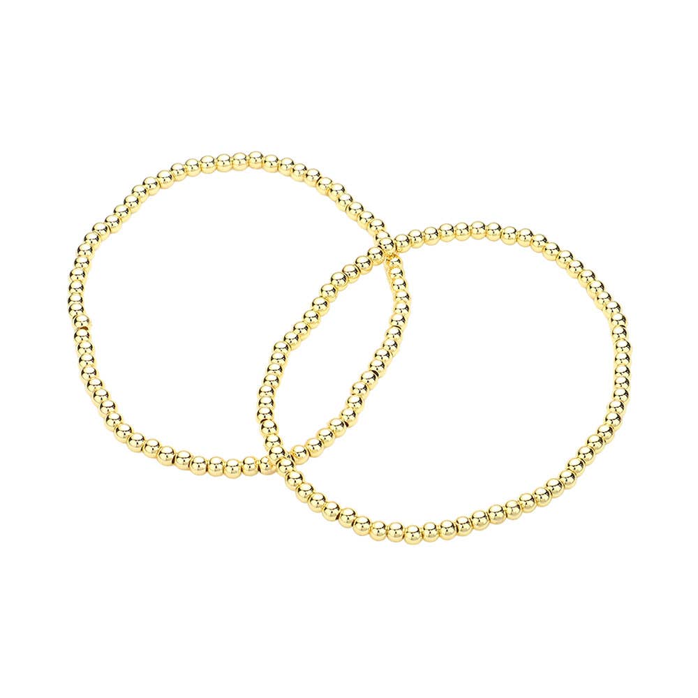 2PCS - Stainless Steel Ball Stretch Multi Layered Bracelets