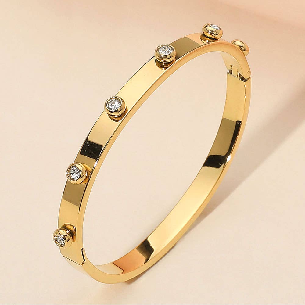Stone Bezel Sparkle Around Hinged Bracelet