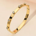 Stone Bezel Sparkle Around Hinged Bracelet