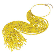 Oversized Seed Beaded Fringe Choker Necklace