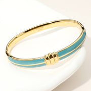 Stainless Steel Enamel Hinged Bangle Bracelet