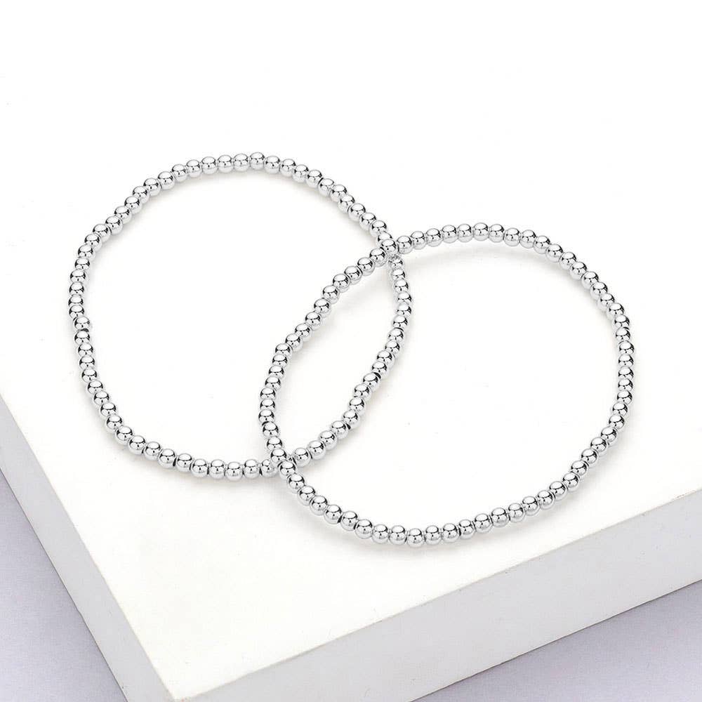 2PCS - Stainless Steel Ball Stretch Multi Layered Bracelets