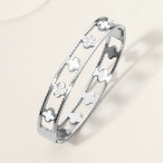 Stainless Steel Quatrefoil Pointed Hinged Bangle Bracelet