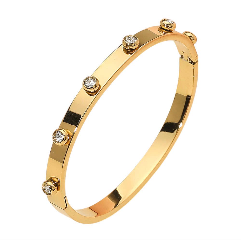 Stone Bezel Sparkle Around Hinged Bracelet