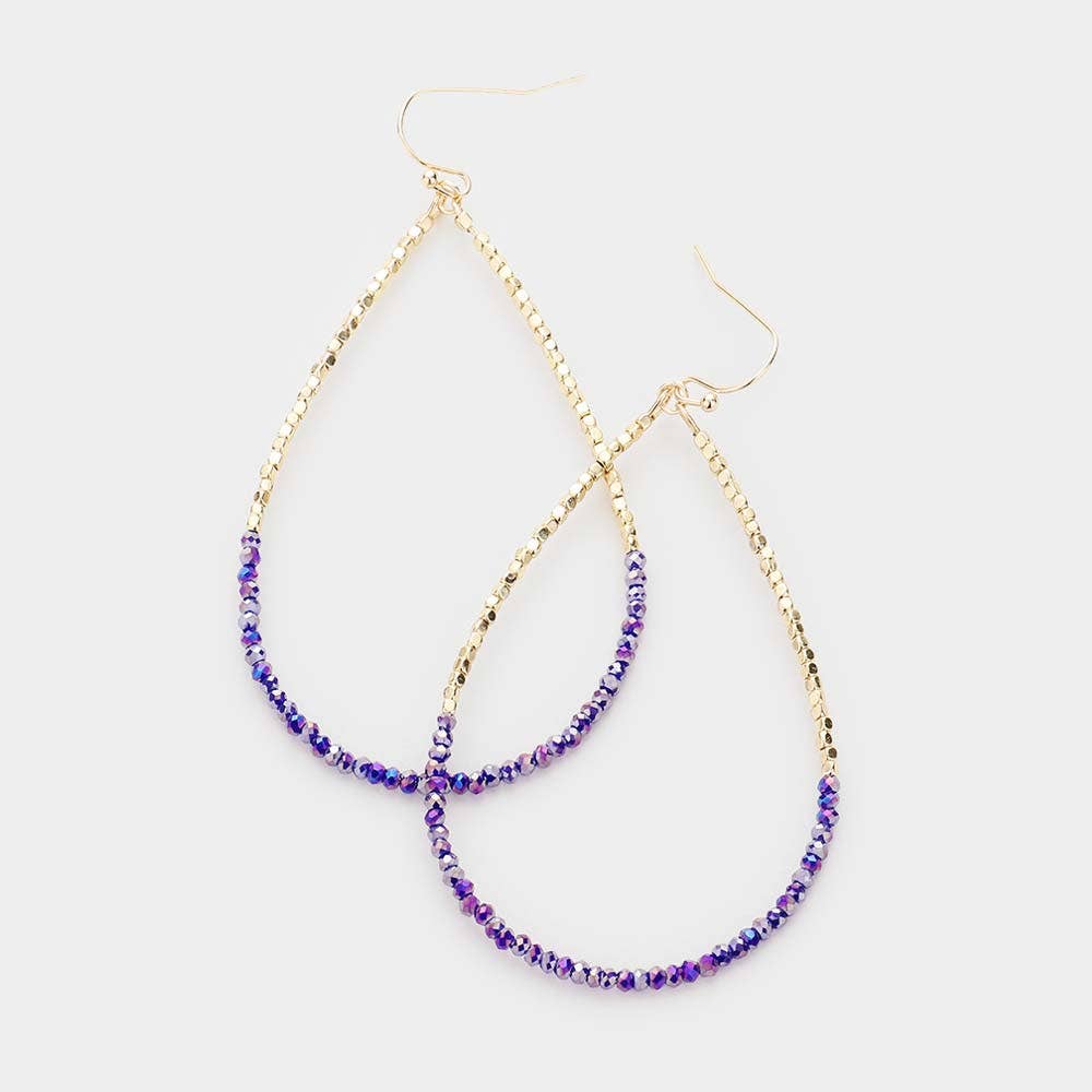 Beaded Open Teardrop Dangle Earrings