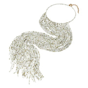 Oversized Seed Beaded Fringe Choker Necklace