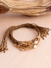 Glitz and Pearl Pull Bracelet in Blush
