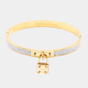 FOREVER LOVE Metal Lock Charm Stainless Steel Bracelet