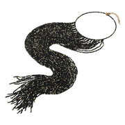 Oversized Seed Beaded Fringe Choker Necklace