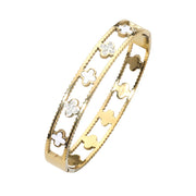 Stainless Steel Quatrefoil Pointed Hinged Bangle Bracelet