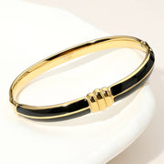 Stainless Steel Enamel Hinged Bangle Bracelet