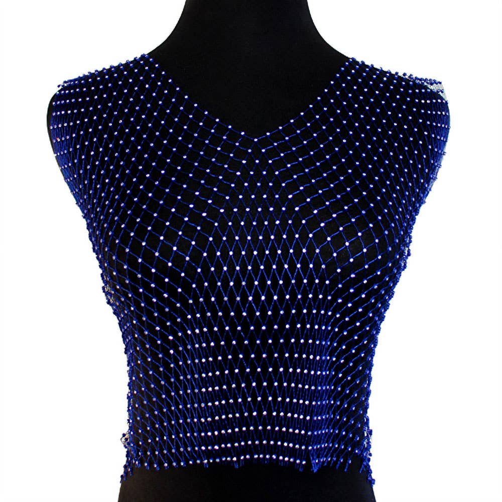 Rhinestone Bling Mesh Sleeveless Top