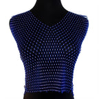 Rhinestone Bling Mesh Sleeveless Top