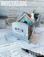 Retro 80 Cassette Tape Wallet in  Silver