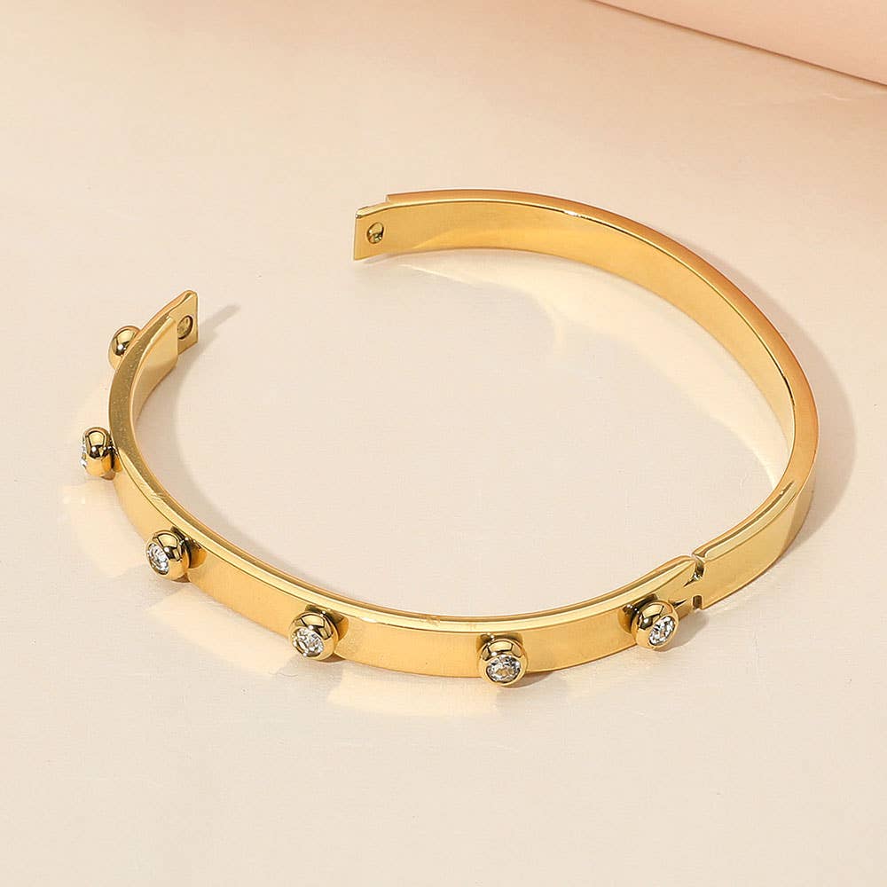 Stone Bezel Sparkle Around Hinged Bracelet