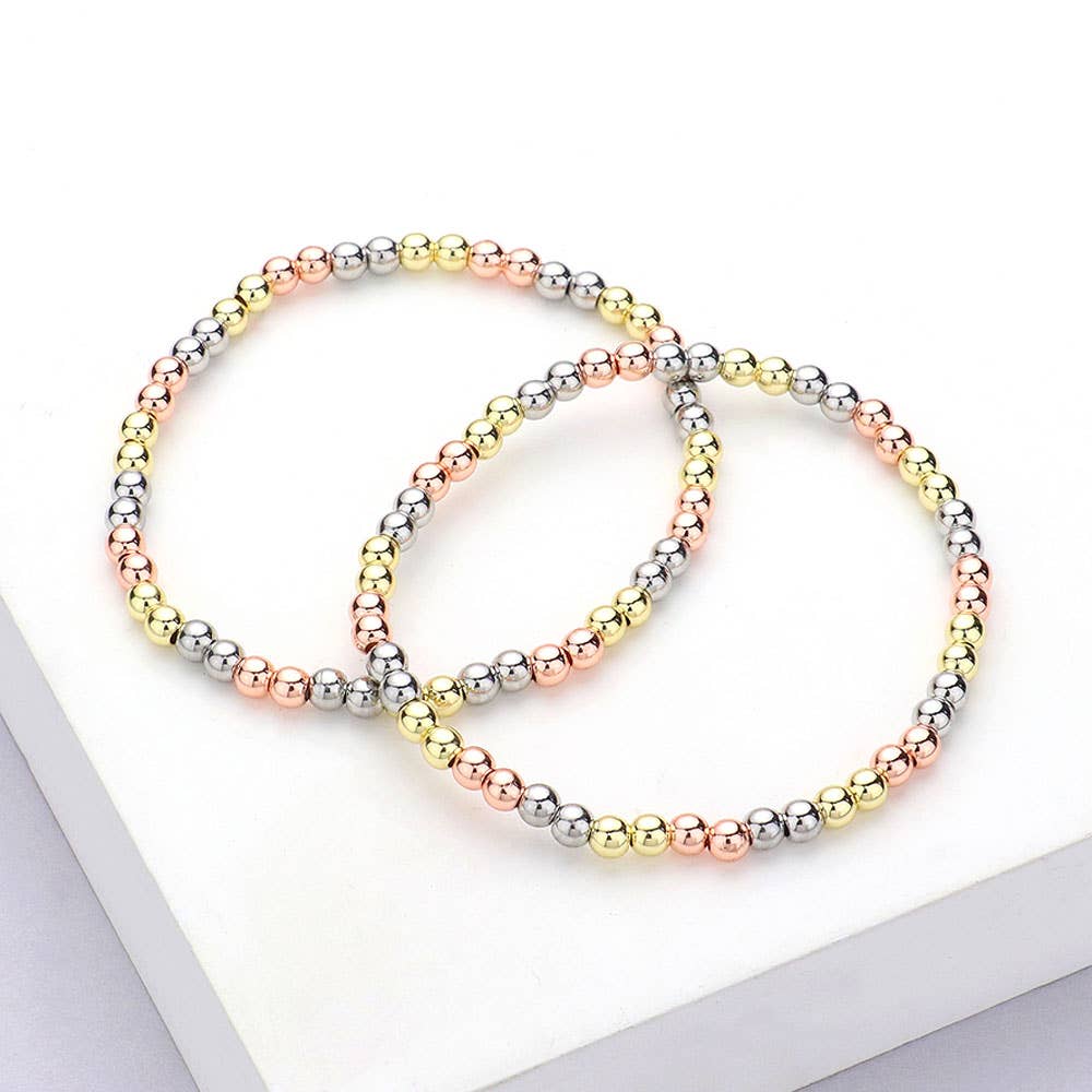 2PCS - Stainless Steel Ball Stretch Multi Layered Bracelets