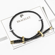 Faux Leather Braided Gold Dipped Tip Adjustable Bracelet