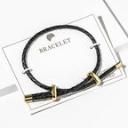 Faux Leather Braided Gold Dipped Tip Adjustable Bracelet