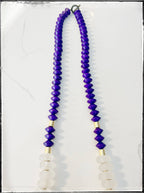Bicone Wood & Recycled Glass Bead Long Necklace Coconut Wood