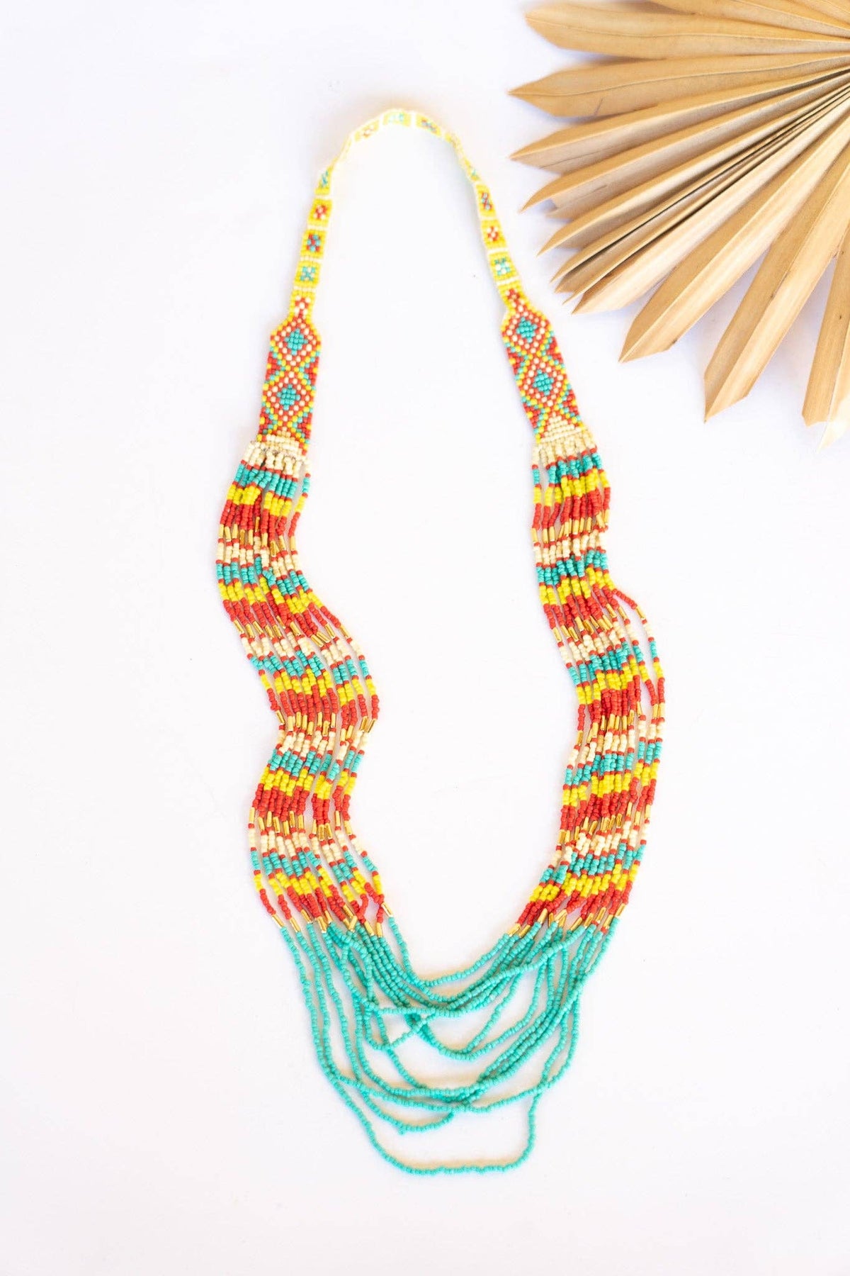 Sunstone Mosaic Beaded Necklace