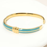 Stainless Steel Enamel Hinged Bangle Bracelet