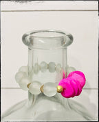 African Bone & Recycled Glass Bead Stretch Bracelet- Pink