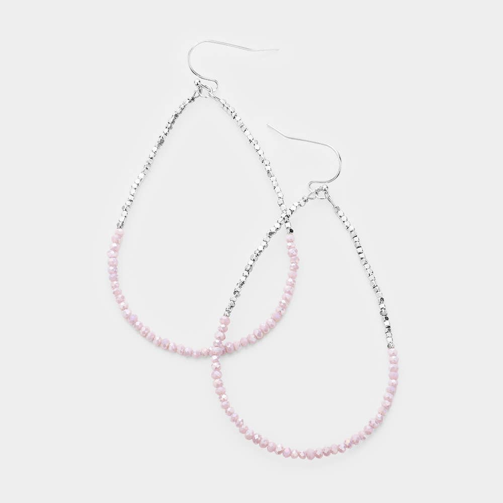 Beaded Open Teardrop Dangle Earrings