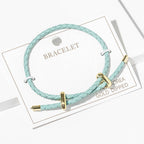 Faux Leather Braided Gold Dipped Tip Adjustable Bracelet