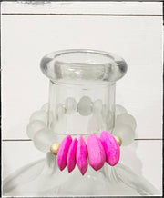 African Bone & Recycled Glass Bead Stretch Bracelet- Pink