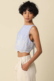 Marian Embroidered Tie Back Top