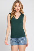 Dani Deep V-Neck Tank in Forest Green