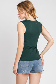 Dani Deep V-Neck Tank in Forest Green