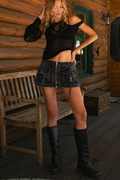 Riley Denim Cargo Skirt in Black