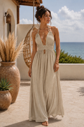 Myra Beaded Dress-Hummus