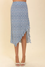 Jace Boho Midi Skirt in Blue