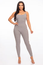 Snap Sweater Jumpsuit in Grey