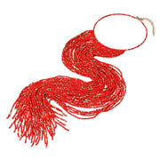 Oversized Seed Beaded Fringe Choker Necklace